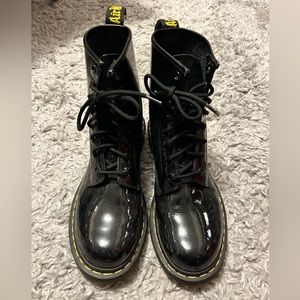 GUC Dr. Martens “The Original” black patent leather combat boots- size 8/39